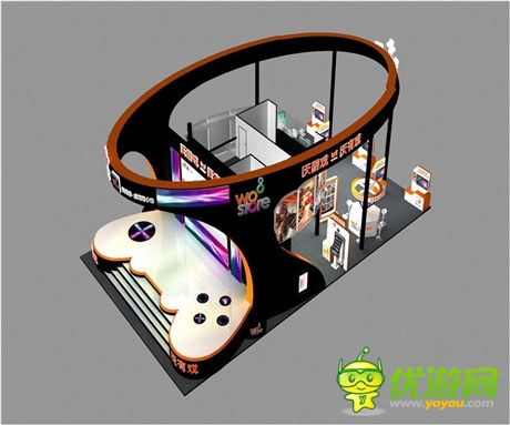 联通沃商店2014CJ展台首爆 游戏手柄形超炫舞台