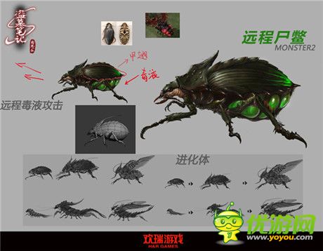 欢瑞游戏《盗墓笔记S》尸鳖怪物设计图曝光