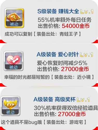 天天风之旅被动类装备大全