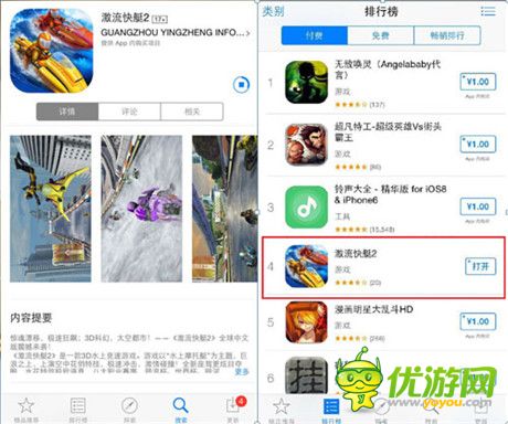 IOS登榜TOP4《激流快艇2》获央视移动推荐